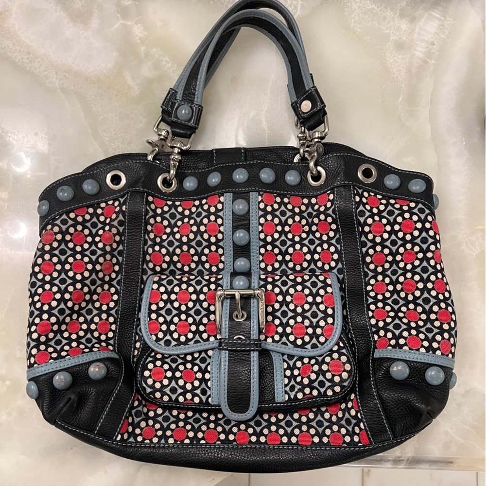 Isabella Fiore Large Top Handle - Leather/Fabric